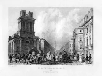 King William Street en St Mary Woolnoth, Londen, 19e eeuw