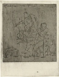Drie mannen rond een tafel
