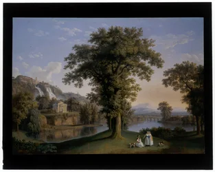 Ideaal Landschap met de Kleine Cascatelle en de Maecenas Villa in Tivoli