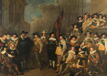 Officieren en andere schutters van het V District in Amsterdam onder bevel van kapitein Cornelis de Graeff en luitenant Hendrick Lauwrensz