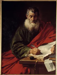 Sint Paulus schrijft. Schilderij door Jacob Adriaensz Backer (1608-1651)