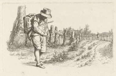 Reiziger op een landweg