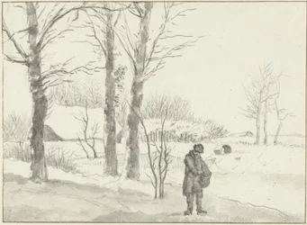 Sneeuwlandschap met staande man