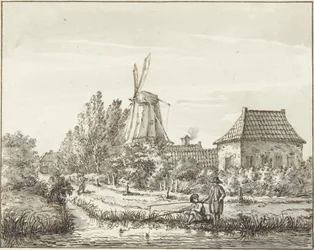 Twee hengelaars bij een slootje