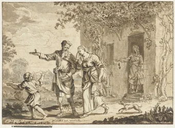 Abraham verdrijft Hagar en Ismaël
