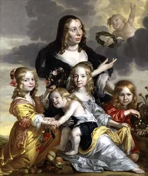 Portret van een Dame met haar Vier Kinderen