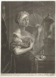 Jonge vrouw met waaier
