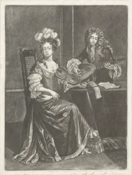 Musicerend paar (Elegante dames en heren in eigentijdse kleding)
