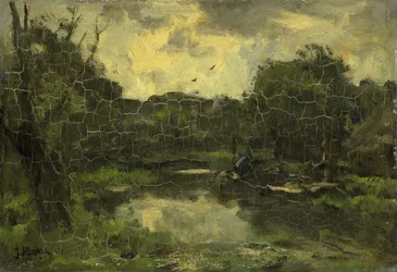 Landschap met schuit