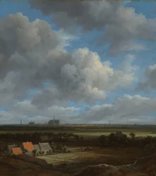 Gezicht op Haarlem vanuit het noordwesten, met de bleekvelden op de voorgrond