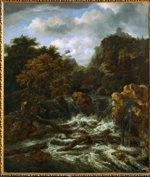 Noors landschap met waterval (schilderij op doek)