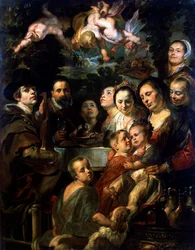 Zelfportret met ouders, broers en zussen