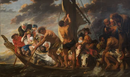 De apostel Petrus vindt het schattinggeld in de mond van de vis, ook wel 