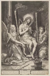 Christus op de koude steen met twee engelen