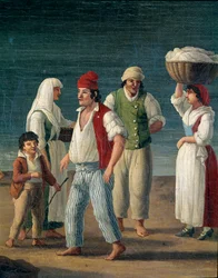 Vissers en boerinnen uit Barletta, Italië - Detail, 18e eeuw - Museo Nazionale di San Martino, Napels