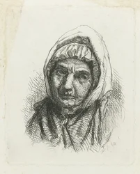 Gezicht van een oude vrouw met hoofddoek