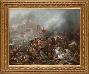 Slag tussen Turken en christenen bij de verovering van Constantinopel door het Ottomaanse leger in 1453