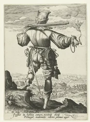 Musketier met helm op