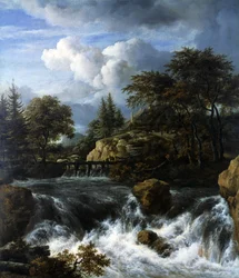 Een Waterval in een Rotsachtig Landschap, 1660-70