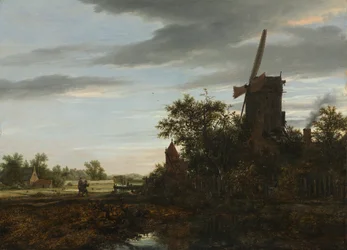 Landschap met een Windmolen