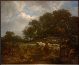 Waterval in heuvelachtig boslandschap