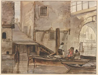 Gracht met twee roeiboten