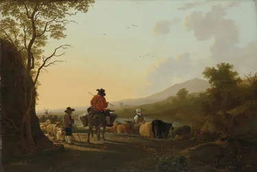 Landschap met veedrijver en herder, ca. 1780-85