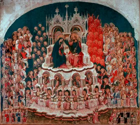De kroning van de Maagd in het paradijs. 15e eeuw. Gallerie dell