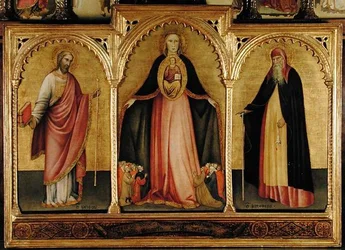Maagd en Kind met St. Jacobus de Meerdere en St. Antonius (tempera op paneel)