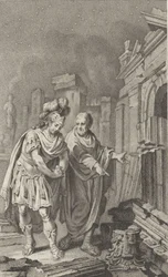 Scipio Aemilianus voor de ruïnes van Carthago in gezelschap van Polybius, 1797