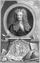 Isaac Newton 1642-1727, Engelse wiskundige, astronoom en natuurkundige, 1738