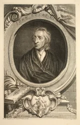 Portret van John Locke, illustratie uit 