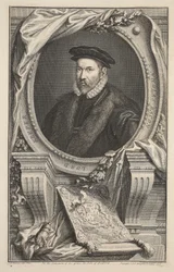 Portret van Nicholas Bacon, illustratie uit 