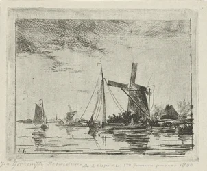 Riviergezicht met molen