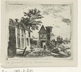 Stadsgezicht met poort