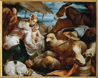 Aanbidding van de herders (schilderij op doek)