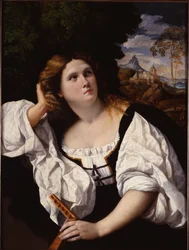 Een dame zit