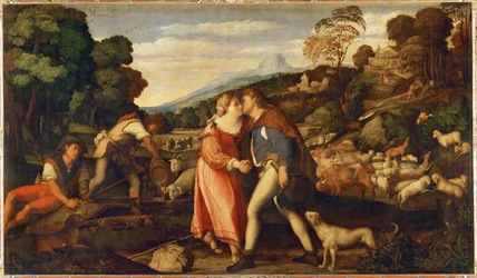 Jacob en Rachel (schilderij op doek)