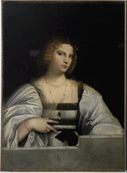Portret van een dame, Allegorie van Maagdelijkheid