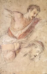 Studies voor een geseling: een man die geselt en het hoofd van Christus