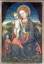 De Madonna van nederigheid aanbeden door Leonello d