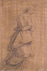De Aartsengel Gabriël knielend naar rechts (studie voor een Annunciatie)