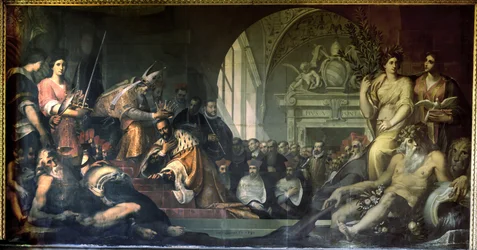 Cosimo I de Medici ontvangt Paus Pius V