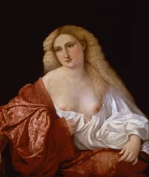 Portret van een vrouw Portret van een courtisane