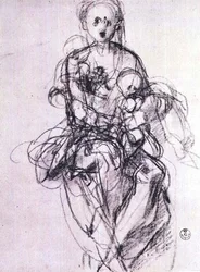Studie van een Madonna en Kind