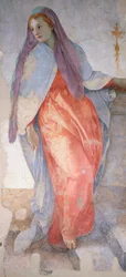 De Annunciatie door Giacomo Carucci, bekend als Pontormo (1494-1557), fresco, detail, Capponi-kapel, kerk van Santa Felicita, Florence