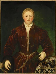 Portret van een jonge dame (schilderij op doek)