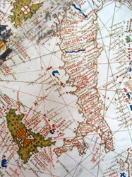 Italië en Sicilië van een renaissancekaart van Europa, Jacopo Russo (naar), 1528