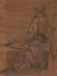 Zittende Man van Achteren Gezien