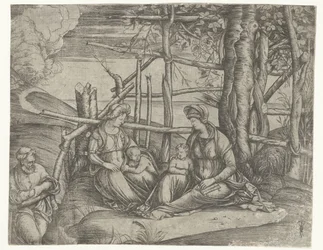 Heilige familie met Elisabeth en Johannes de Doper